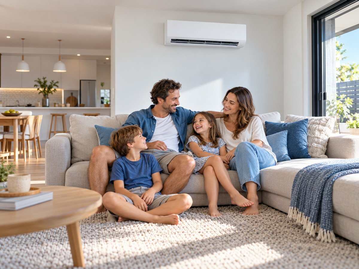 Split-system air conditioner installed in a living room