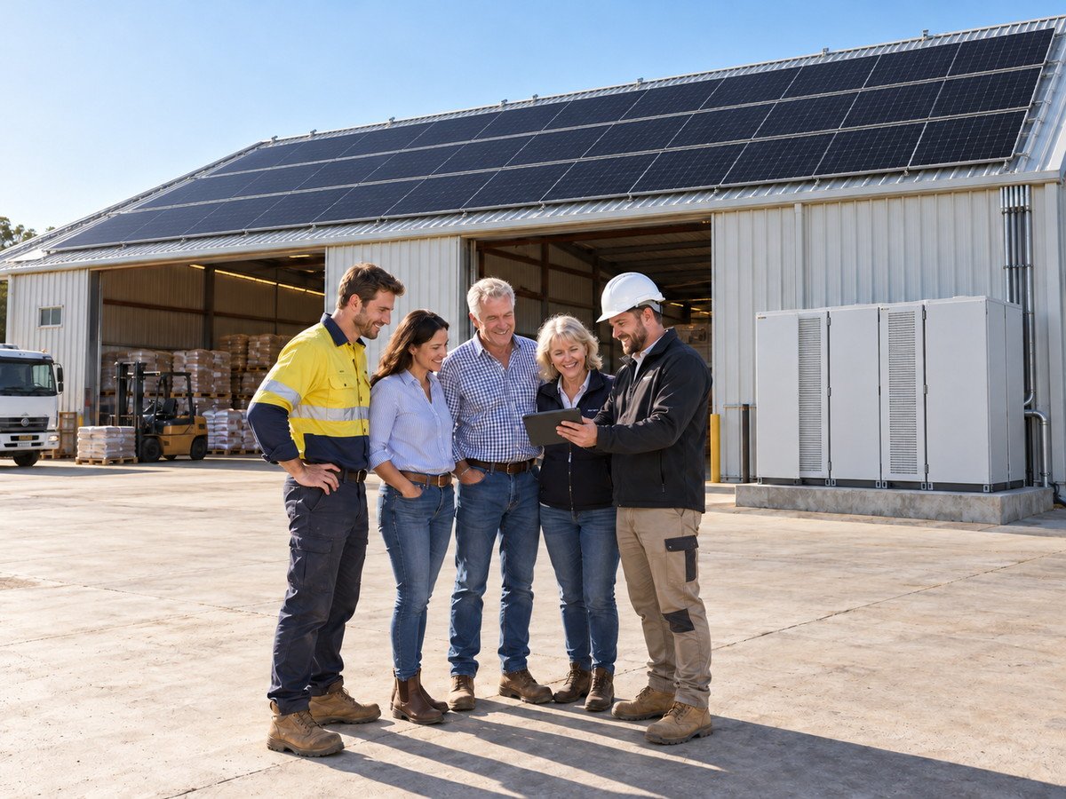Commercial solar array on a warehouse roof